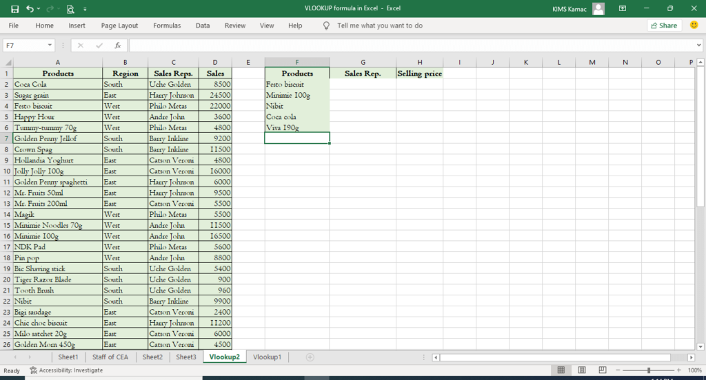 example of vlookup in excel