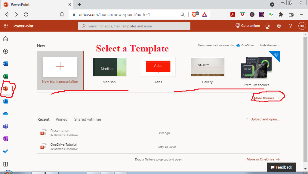 Powerpoint online window