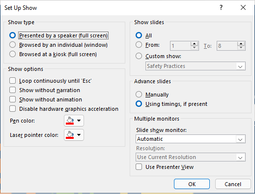 setting up a show in powerpoint