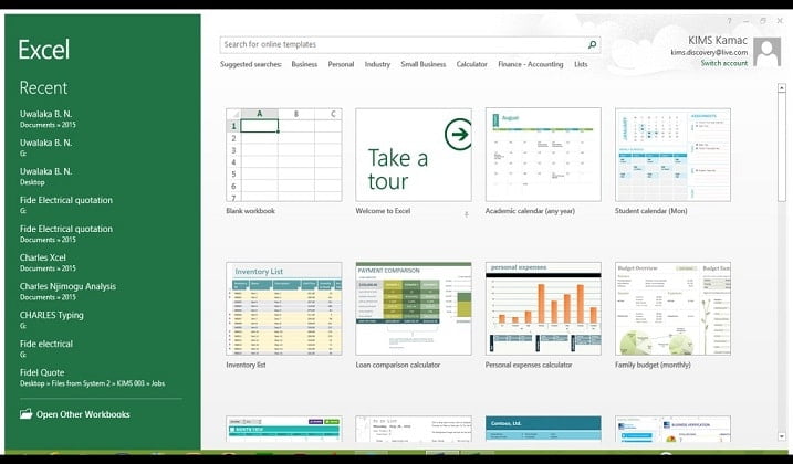 Opining MS excel