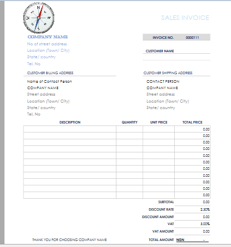 data entry example two - invoice template