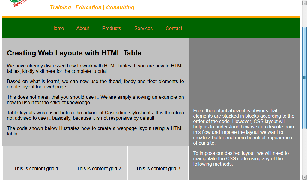 The 123 of CSS Layout: Table and Column layouts