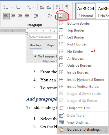 paragraph formatting in Microsoft Word - add border