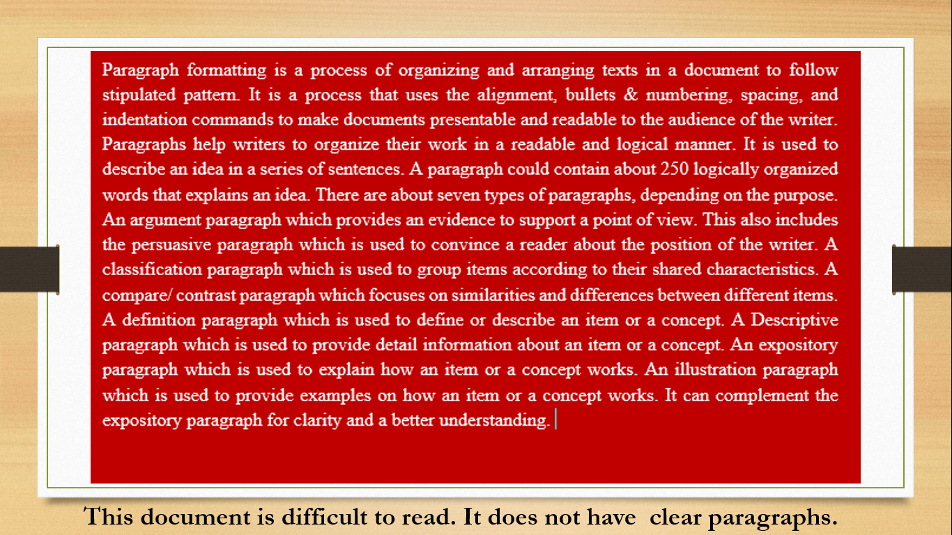 Paragraph Formatting in a Word Document 1 Hidden pilcrow in word document