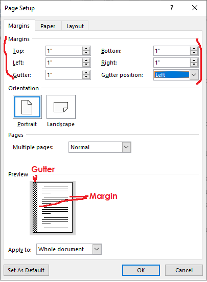 margins dialog - Microsoft word tutorial