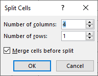 splitting cells in ms word
