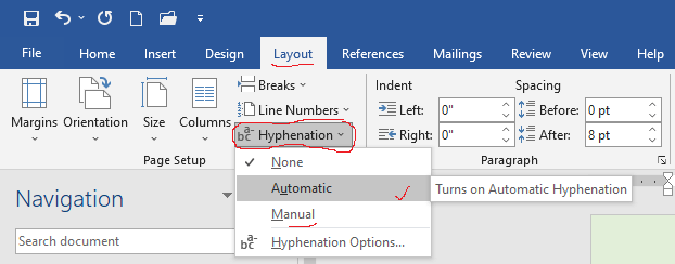 apply hyphenation in Microsoft word tutorial