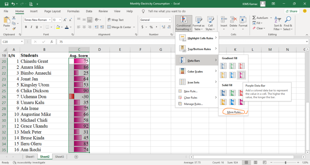 applying data bars