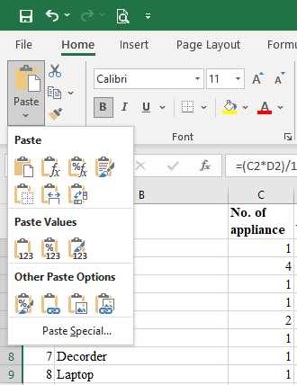 entering and formatting data in excel