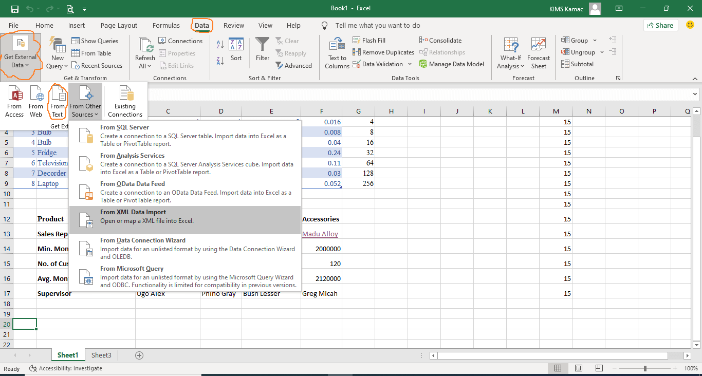 Entering and formatting data in Excel: Tutorial 2 1 import data from external source