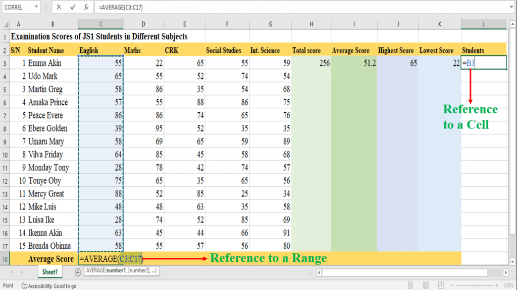 cell referencing in excel