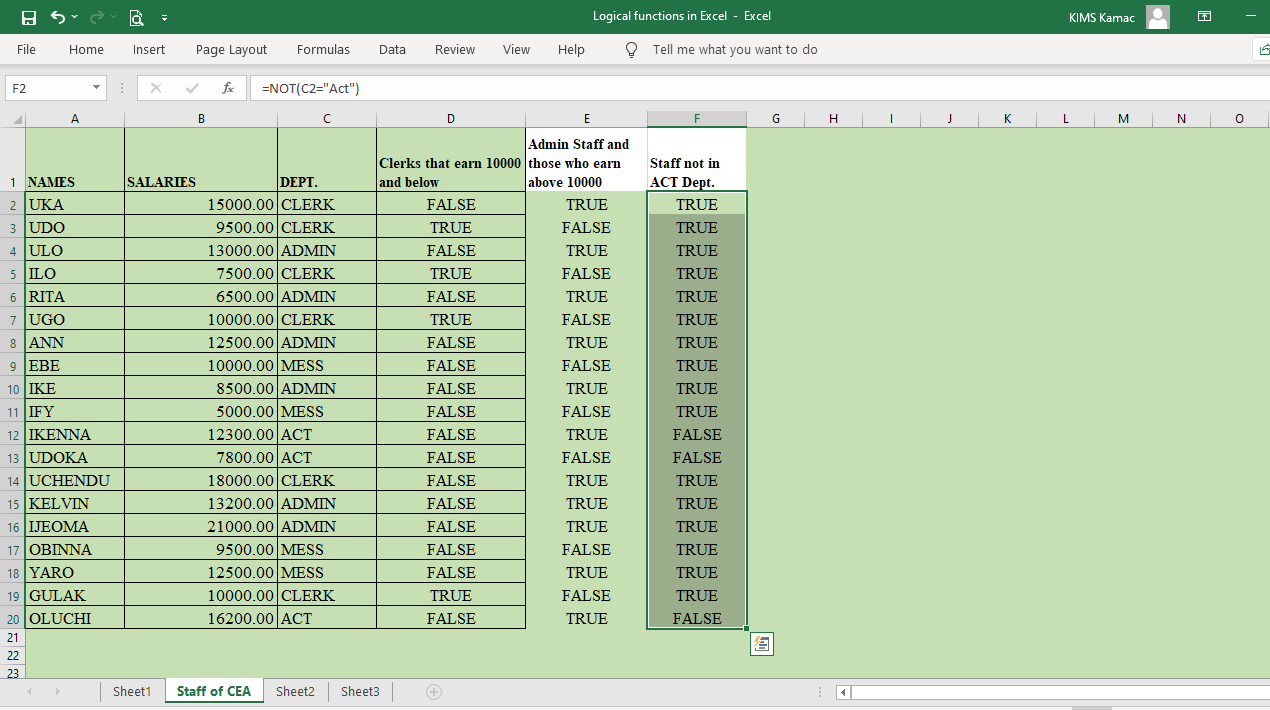 What Are Logical Functions In Excel: AND, OR, NOT, XOR? - Kmacims ...