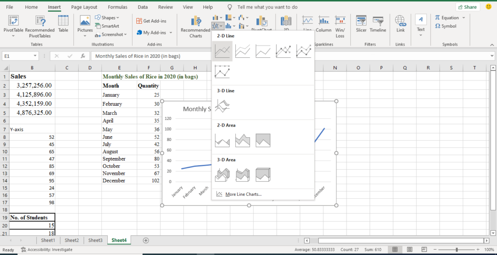 how to make line charts in excel