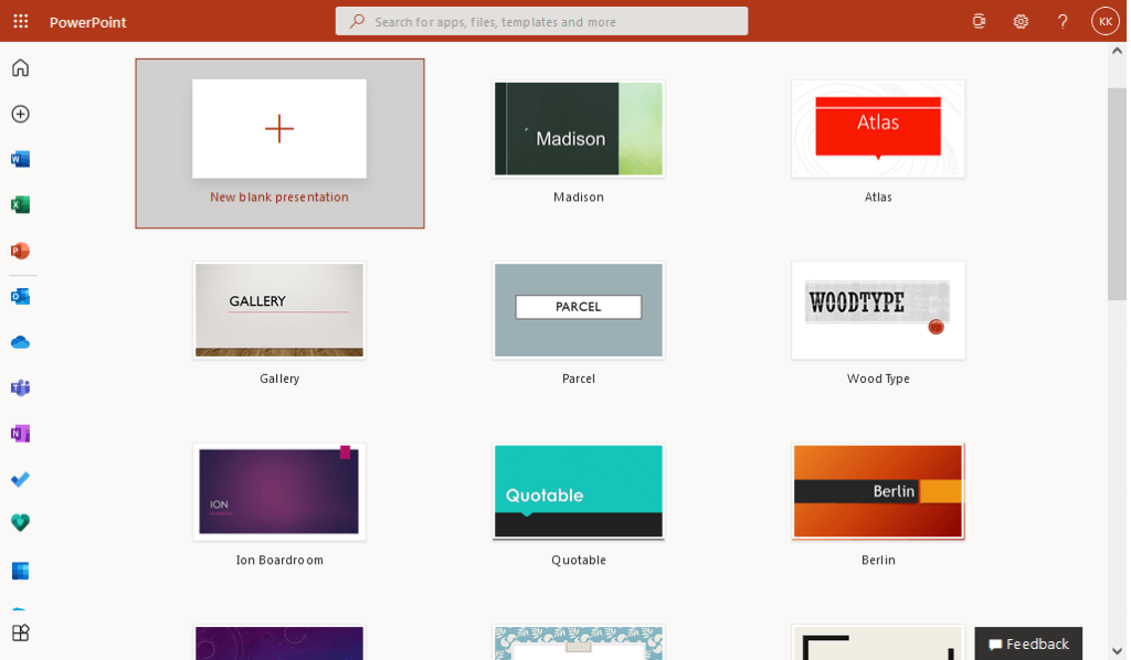 Get more themes in PowerPoint online