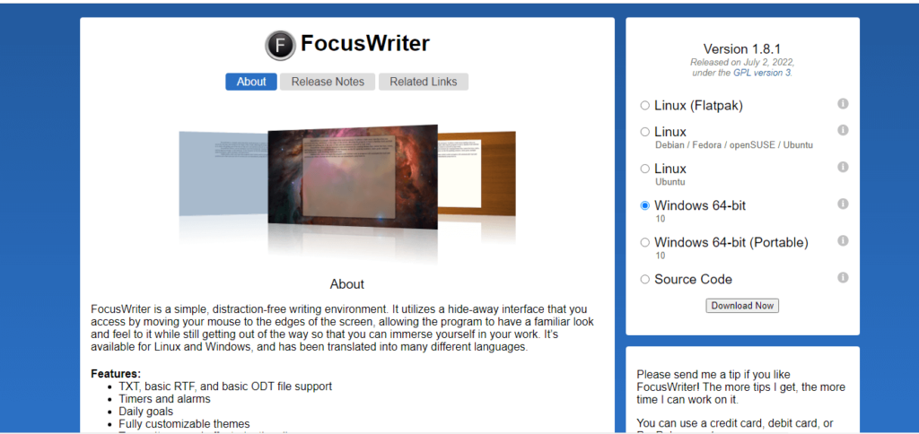 FocusWriter window