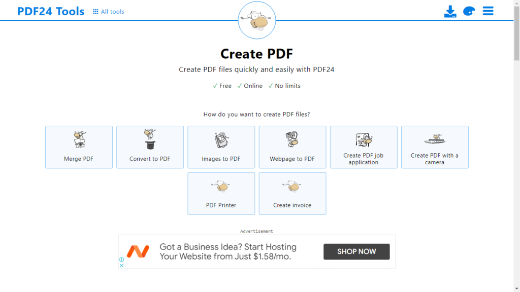 use pdf24 tools to make a pdf document