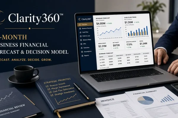 Clarity360™ - 12-Month Business Financial Forecast Excel Template Nigeria | Cash Flow & Profit Projection Model