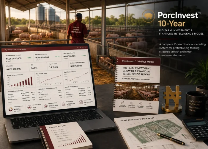 PorcInvest™ 10-Year - Pig Farm Investment Financial Model Excel | Pig Farming Investment & Profitability Calculator